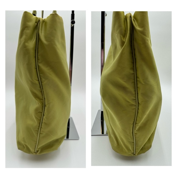 Prada - Authentic - Lime Green Canvas / Nylong Shoulder / Tote Bag - Picture 2 of 16